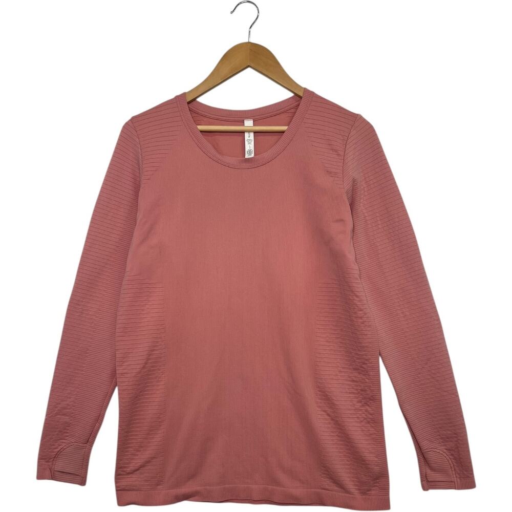 Athleta Top Womens XL Pink Seamless Thumbhole Pullover Athletic Stretch Workout